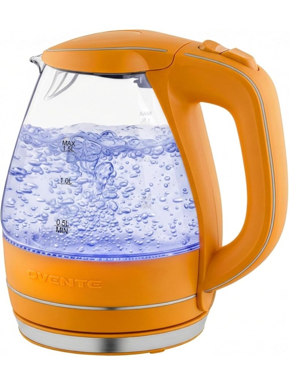 1.5L Glass Electric Kettle Water Boiler - Fast Boiling, Stylish Orange Design